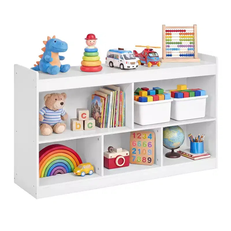 Scaffale portagiochi per bambini faggio beige/bianco nuvola – Scaffale Montessori a 5 scomparti, per bambini da 1 anno in su