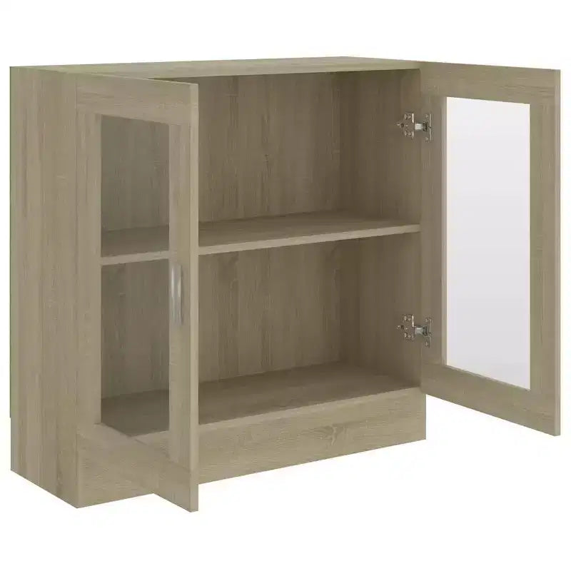 Vetrinetta rovere Sonoma / beige, ante in vetro, montaggio a parete, 1 persona