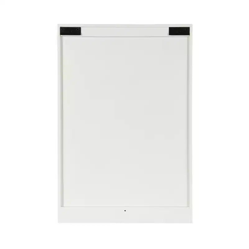 Pensile da parete bianco in legno Chevron con specchio, anta singola, 3 ripiani