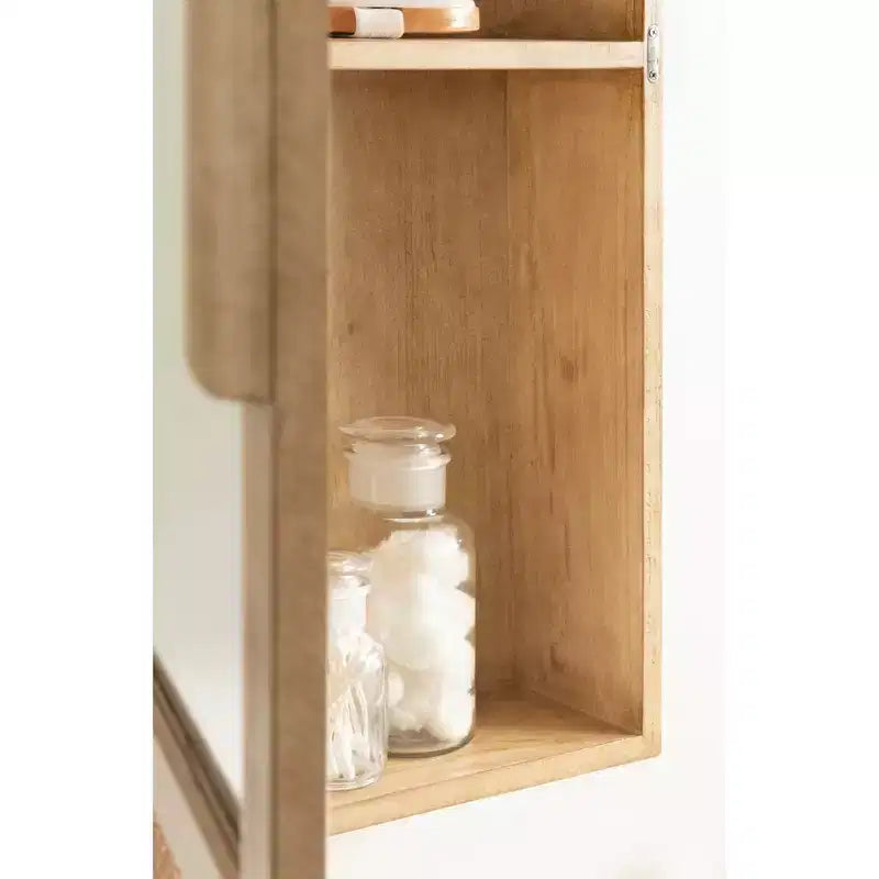 Mobiletto a specchio da parete in Rattan naturale, Marrone, Anta singola, 1 persona