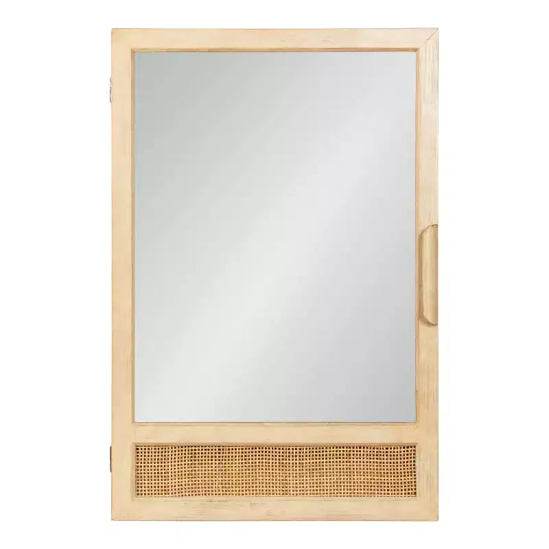 Mobiletto a specchio da parete in Rattan naturale, Marrone, Anta singola, 1 persona