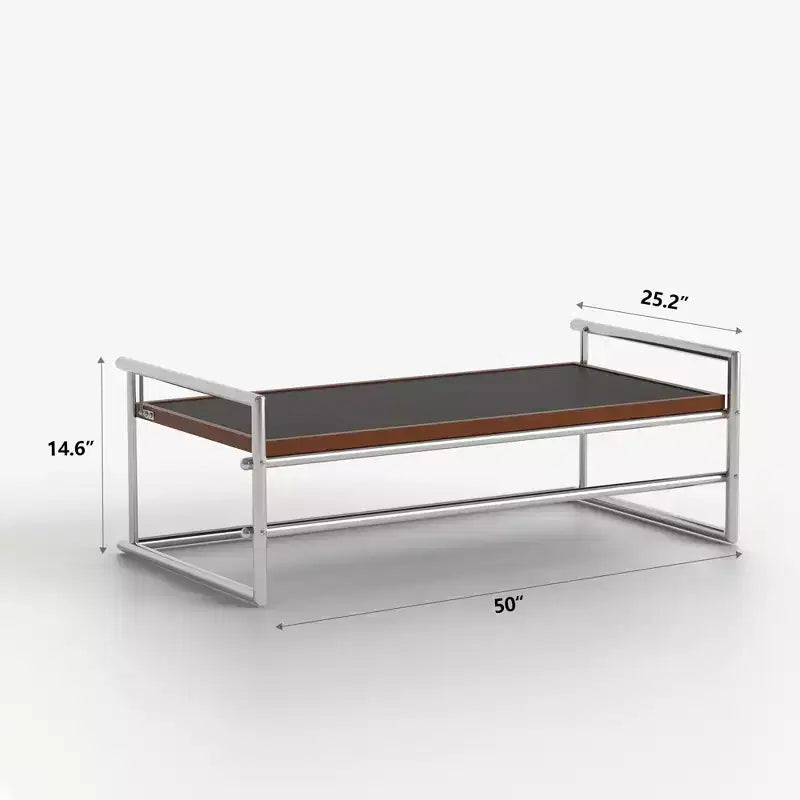 Tavolino da Caffè Regolabile Nero e Marrone, Piano in Legno, Struttura in Metallo, Posti 1