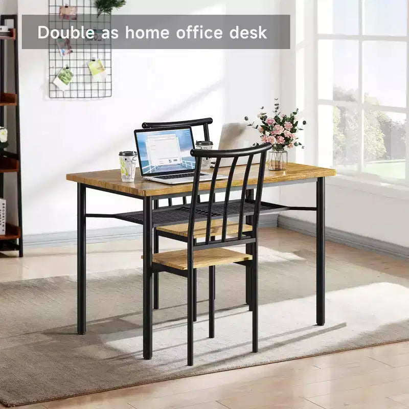 Set da pranzo moderno nero da 5 pezzi, 4 posti a sedere