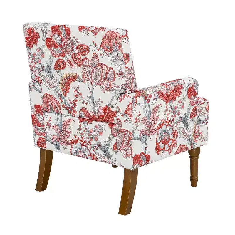 Poltrona con motivo floreale e borchie decorative – Blu / Rosso / Giallo, Posto singolo