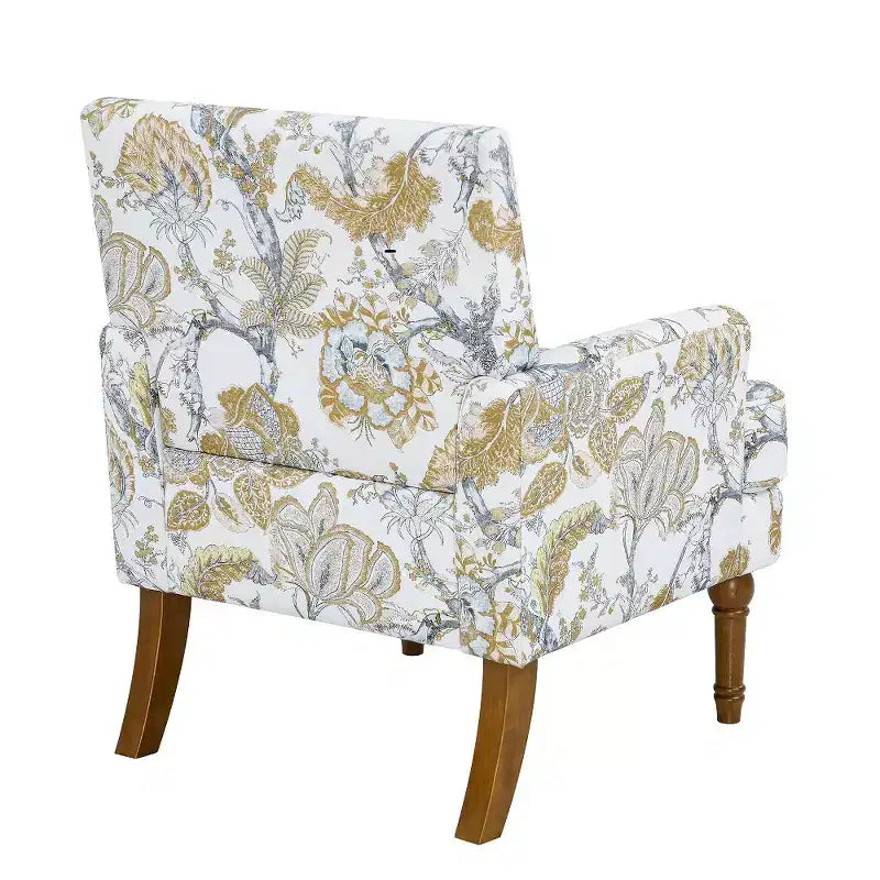 Poltrona con motivo floreale e borchie decorative – Blu / Rosso / Giallo, Posto singolo