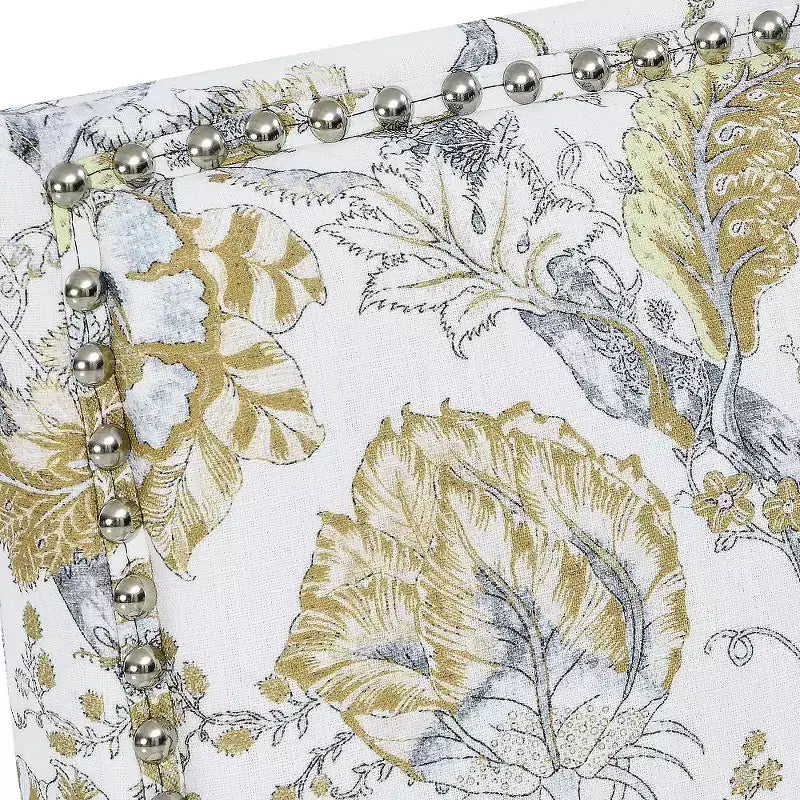 Poltrona con motivo floreale e borchie decorative – Blu / Rosso / Giallo, Posto singolo