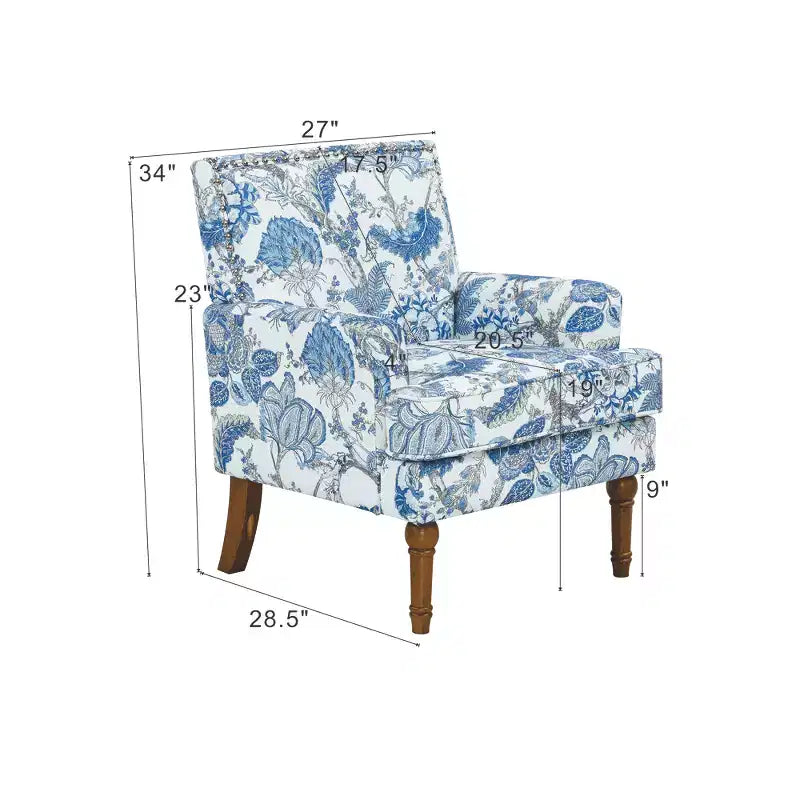 Poltrona con motivo floreale e borchie decorative – Blu / Rosso / Giallo, Posto singolo