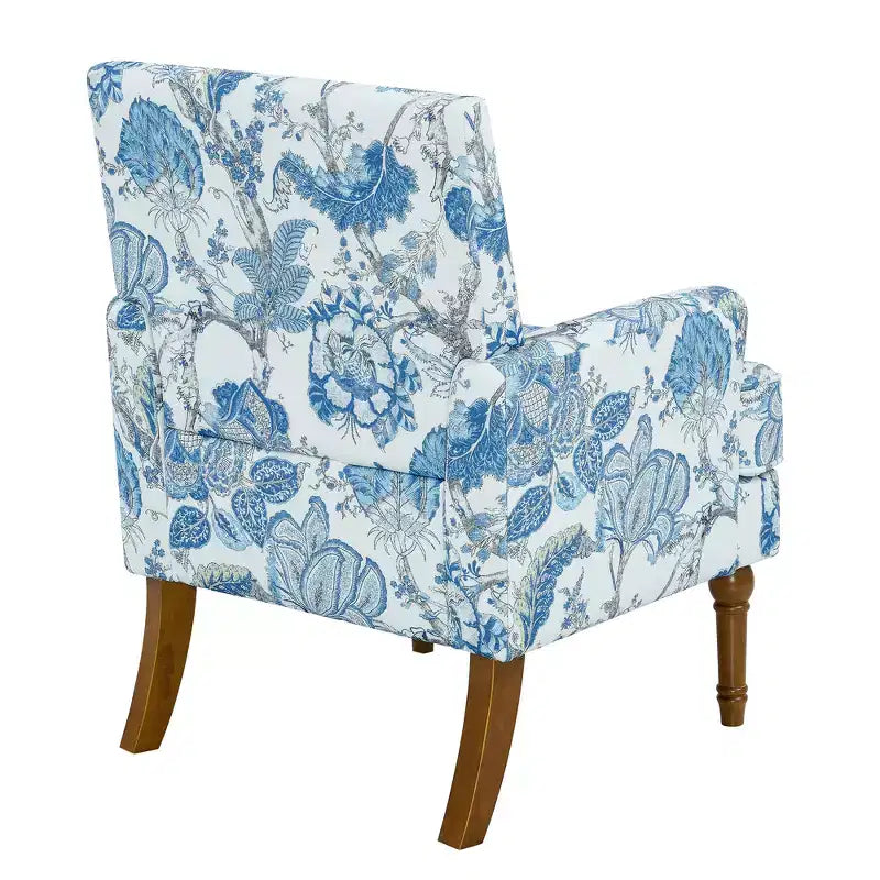 Poltrona con motivo floreale e borchie decorative – Blu / Rosso / Giallo, Posto singolo