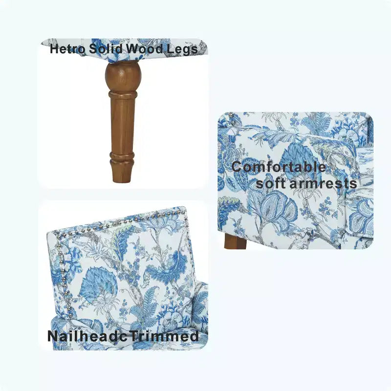 Poltrona con motivo floreale e borchie decorative – Blu / Rosso / Giallo, Posto singolo