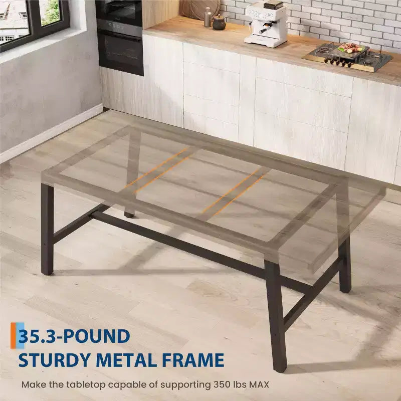 Tavolo da pranzo per 6-8 persone, stile industriale | Noce grigio / Noce / Legno di pero | 180 cm L