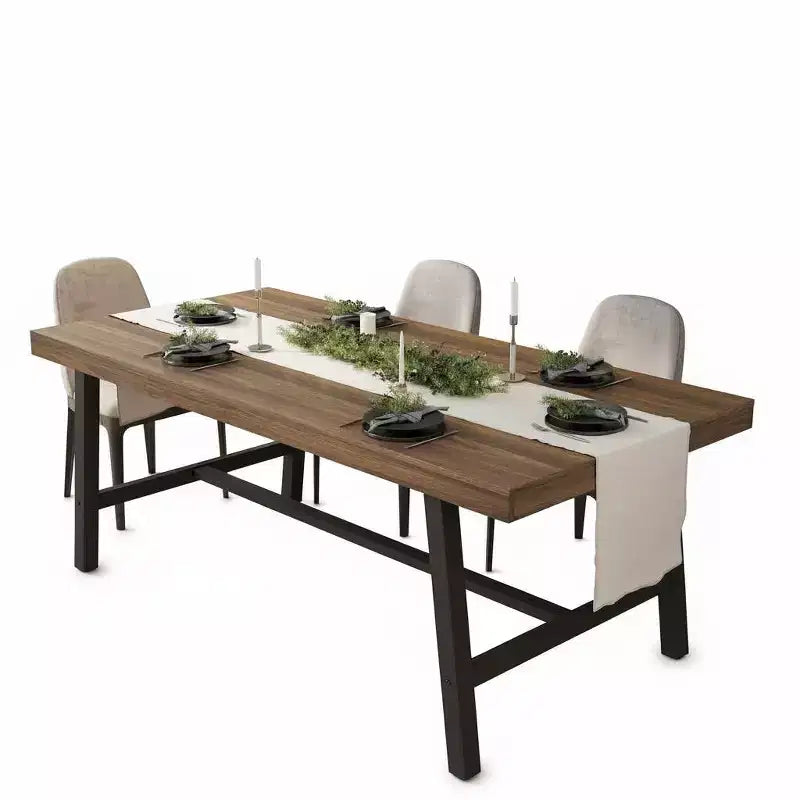 Tavolo da pranzo per 6-8 persone, stile industriale | Noce grigio / Noce / Legno di pero | 180 cm L