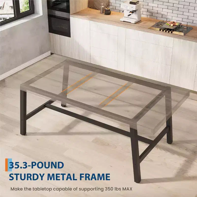Tavolo da pranzo per 6-8 persone, stile industriale | Noce grigio / Noce / Legno di pero | 180 cm L