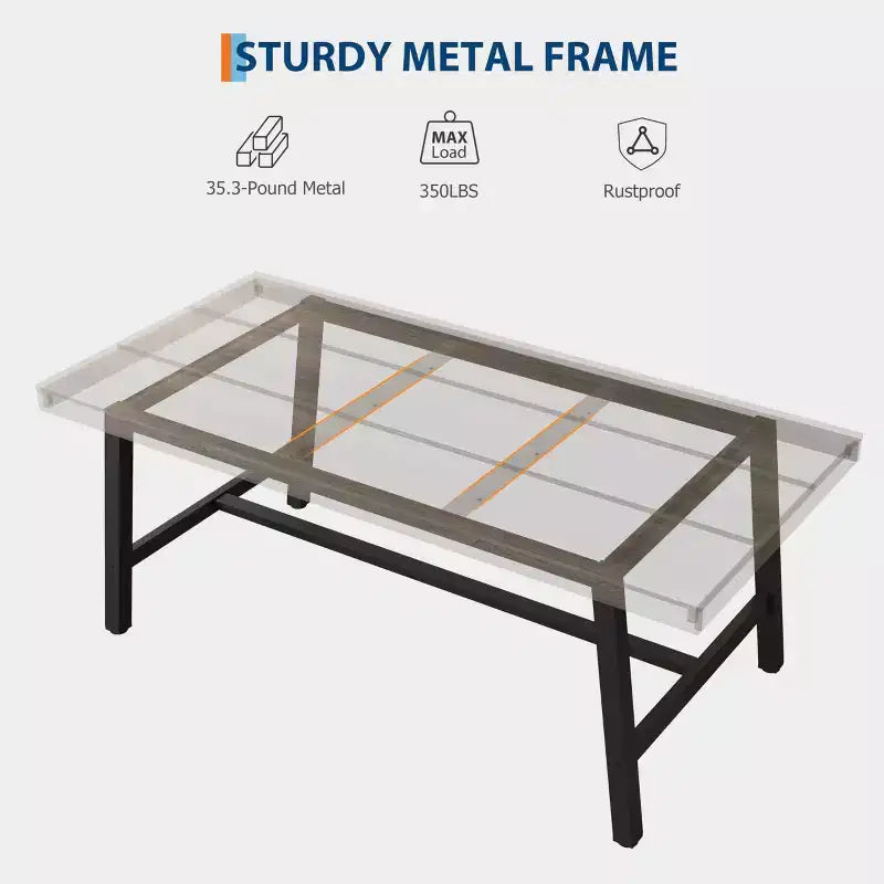 Tavolo da pranzo per 6-8 persone, stile industriale | Noce grigio / Noce / Legno di pero | 180 cm L