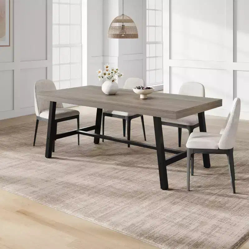 Tavolo da pranzo per 6-8 persone, stile industriale | Noce grigio / Noce / Legno di pero | 180 cm L