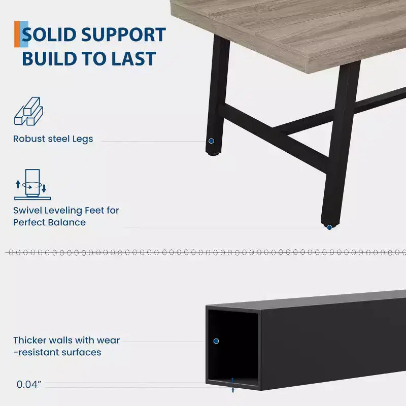 Tavolo da pranzo per 6-8 persone, stile industriale | Noce grigio / Noce / Legno di pero | 180 cm L