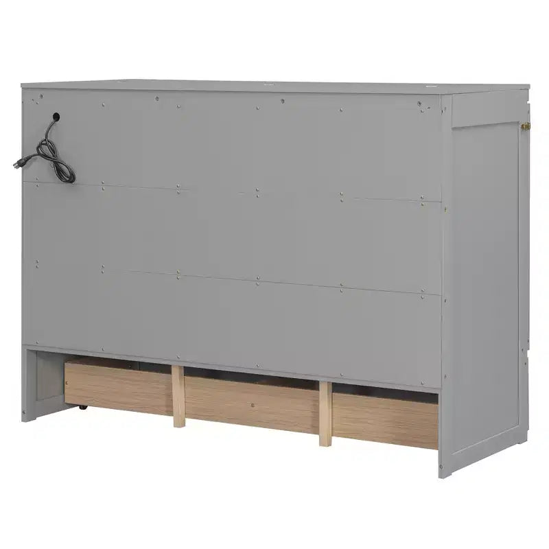 Letto Matrimoniale a Scomparsa Queen Grigio / Blu Marino / Bianco con Cassetto e Stazione di Ricarica