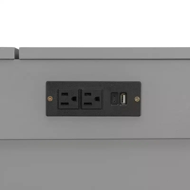 Letto Matrimoniale a Scomparsa Queen Grigio / Blu Marino / Bianco con Cassetto e Stazione di Ricarica