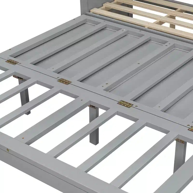 Letto Matrimoniale a Scomparsa Queen Grigio / Blu Marino / Bianco con Cassetto e Stazione di Ricarica