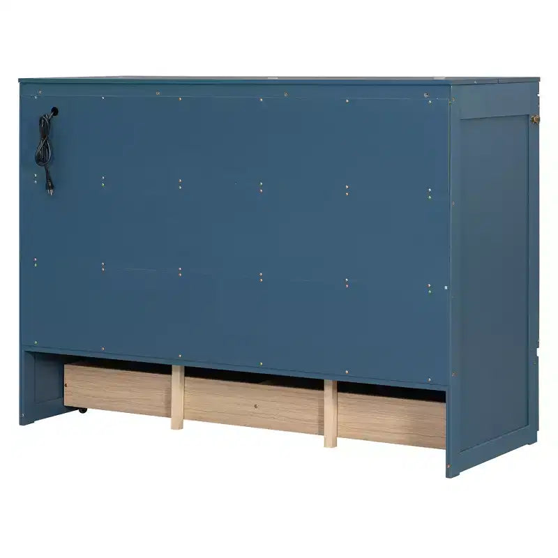 Letto Matrimoniale a Scomparsa Queen Grigio / Blu Marino / Bianco con Cassetto e Stazione di Ricarica