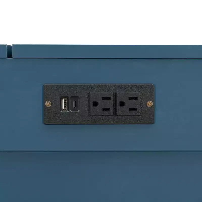 Letto Matrimoniale a Scomparsa Queen Grigio / Blu Marino / Bianco con Cassetto e Stazione di Ricarica