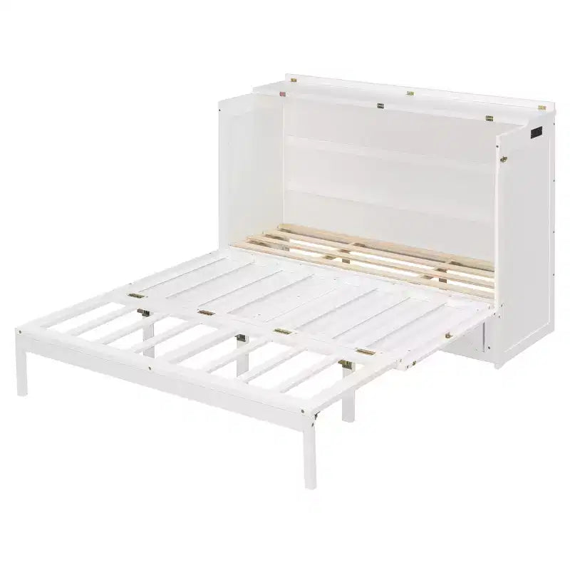 Letto Matrimoniale a Scomparsa Queen Grigio / Blu Marino / Bianco con Cassetto e Stazione di Ricarica