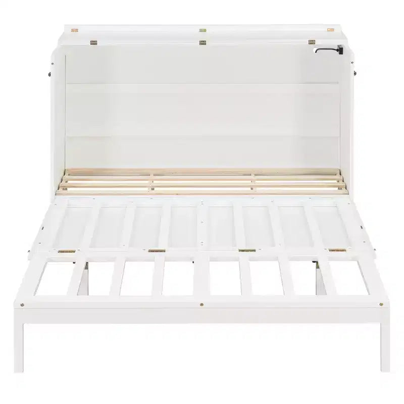 Letto Matrimoniale a Scomparsa Queen Grigio / Blu Marino / Bianco con Cassetto e Stazione di Ricarica