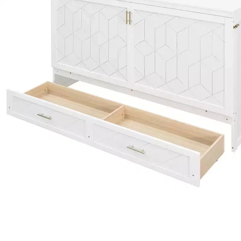 Letto Matrimoniale a Scomparsa Queen Grigio / Blu Marino / Bianco con Cassetto e Stazione di Ricarica