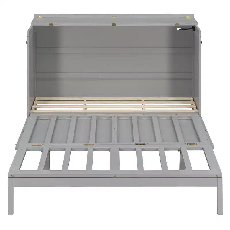 Letto Matrimoniale a Scomparsa Queen Grigio / Blu Marino / Bianco con Cassetto e Stazione di Ricarica