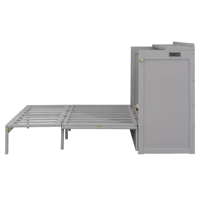 Letto Matrimoniale a Scomparsa Queen Grigio / Blu Marino / Bianco con Cassetto e Stazione di Ricarica
