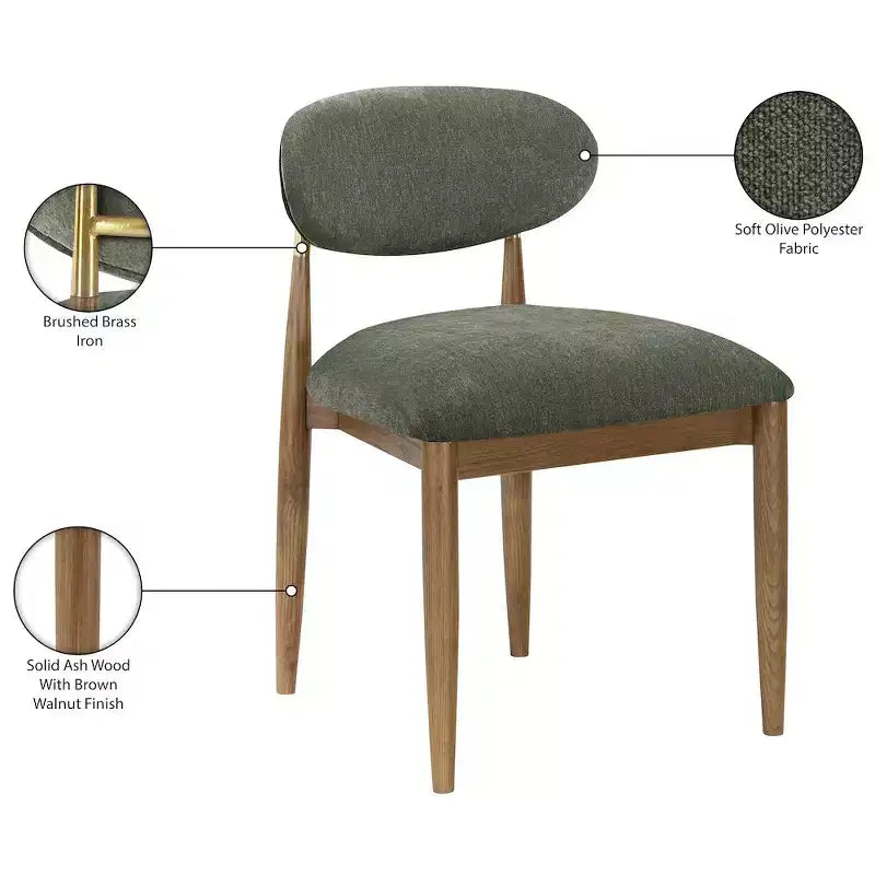 Sedia da pranzo senza braccioli Olive, set da 2 – Rivestita in tessuto, posti a sedere 2