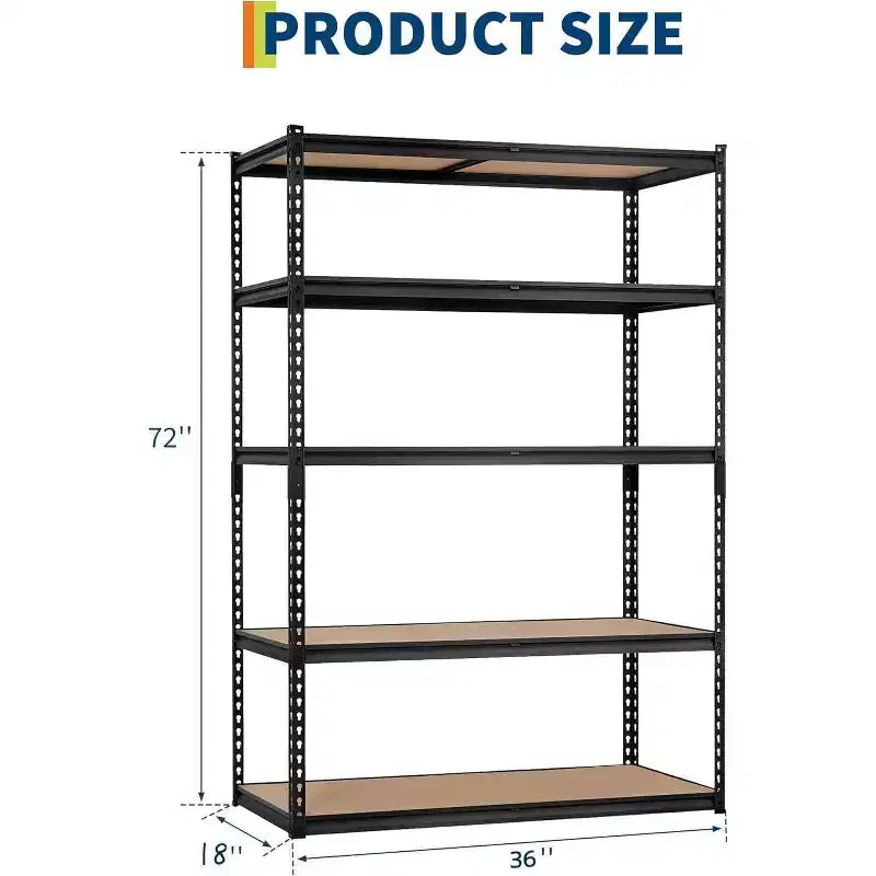Scaffalatura in Metallo a 5 Ripiani, Nero / Blu, 2000–2500 libbre, Montaggio da 2 Persone