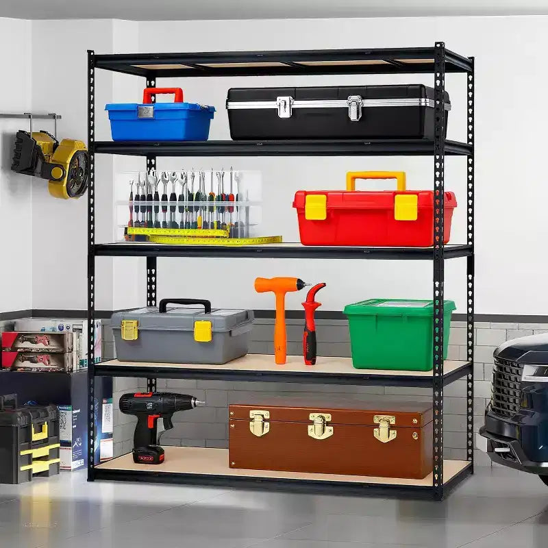 Scaffalatura in Metallo a 5 Ripiani, Nero / Blu, 2000–2500 libbre, Montaggio da 2 Persone