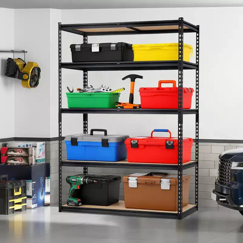 Scaffalatura in Metallo a 5 Ripiani, Nero / Blu, 2000–2500 libbre, Montaggio da 2 Persone