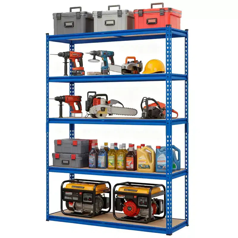 Scaffalatura in Metallo a 5 Ripiani, Nero / Blu, 2000–2500 libbre, Montaggio da 2 Persone