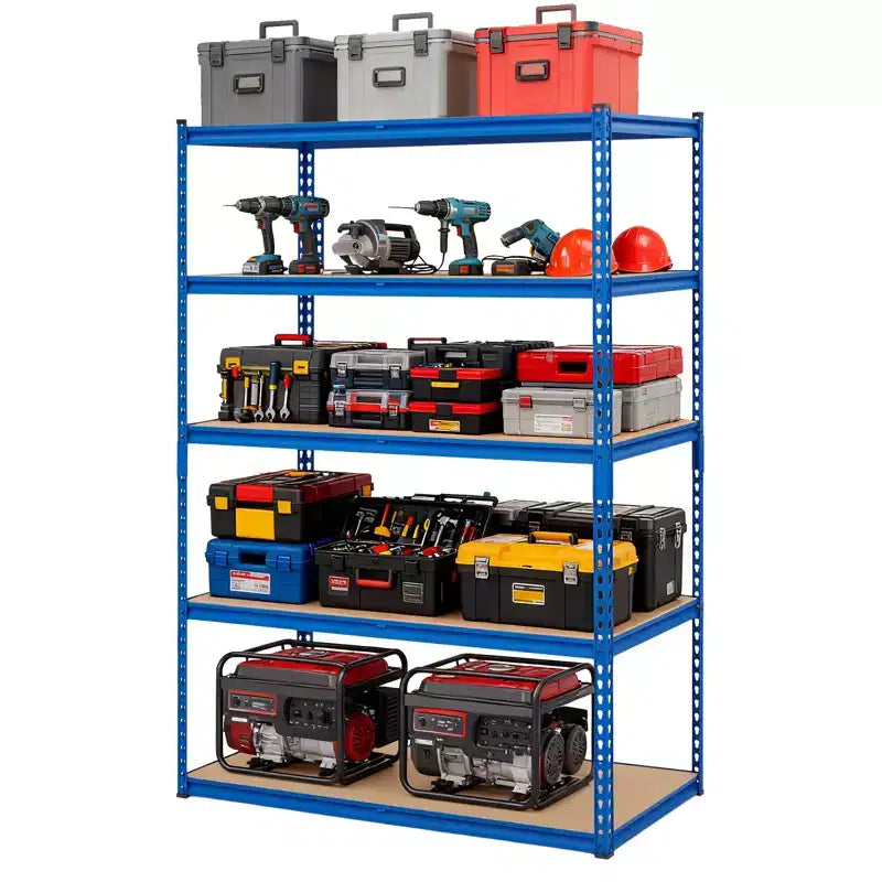 Scaffalatura in Metallo a 5 Ripiani, Nero / Blu, 2000–2500 libbre, Montaggio da 2 Persone