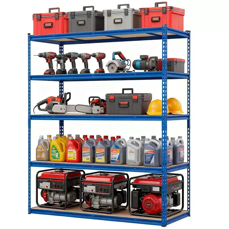 Scaffalatura in Metallo a 5 Ripiani, Nero / Blu, 2000–2500 libbre, Montaggio da 2 Persone