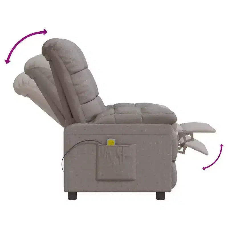 Poltrona reclinabile massaggiante 1 posto, marrone scuro / grigio chiaro / tortora