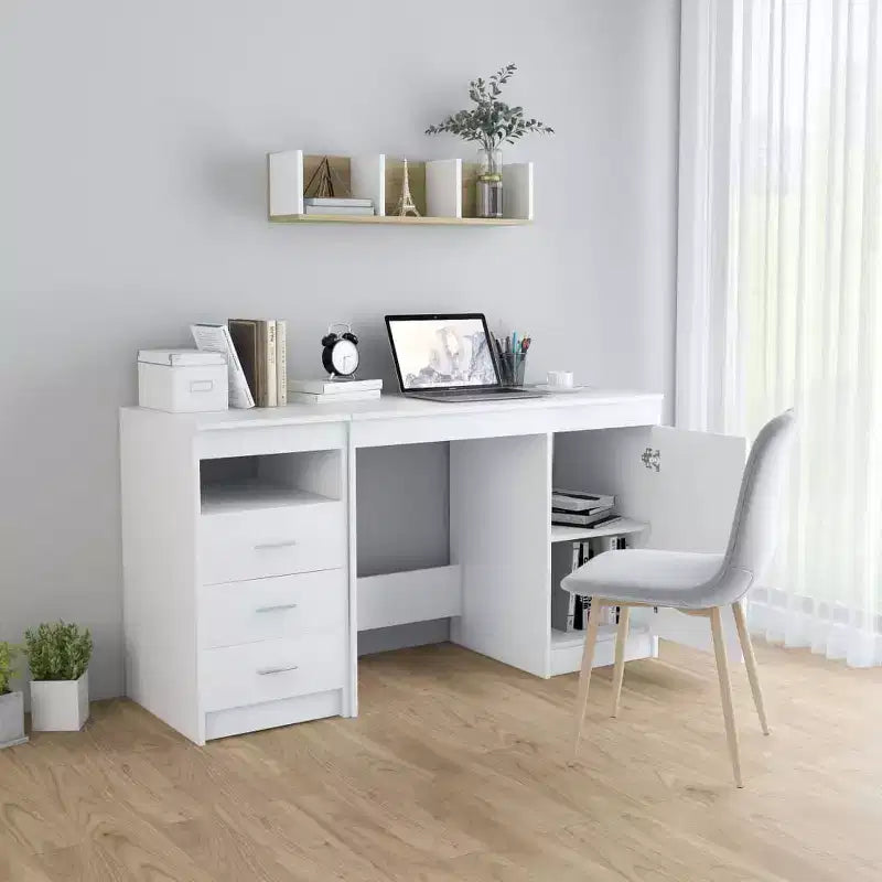 Scrivania ad angolo Sonoma Oak/bianco con cassetto, 1 persona