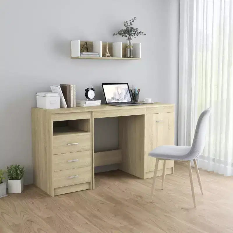 Scrivania ad angolo Sonoma Oak/bianco con cassetto, 1 persona