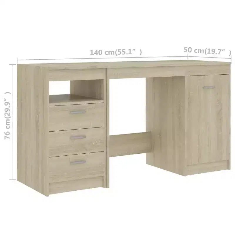 Scrivania ad angolo Sonoma Oak/bianco con cassetto, 1 persona