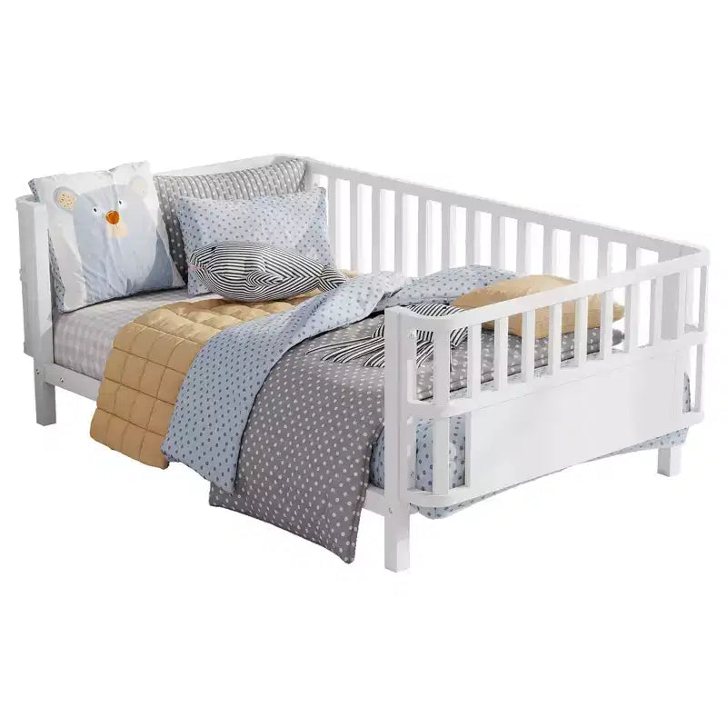 Letto a piattaforma singolo in metallo per bambini con sponde rimovibili – Nero / Bianco, 1 bambino