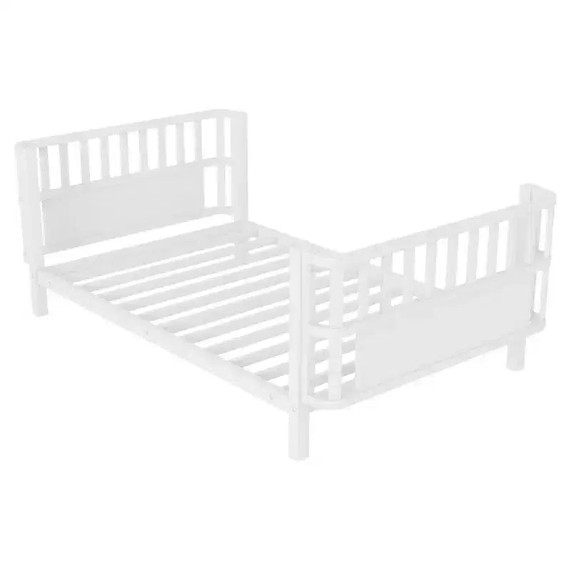 Letto a piattaforma singolo in metallo per bambini con sponde rimovibili – Nero / Bianco, 1 bambino