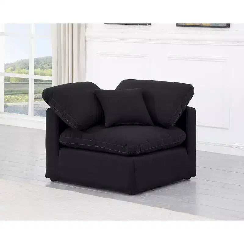 Sedia angolare in tessuto effetto lino – Beige / Nero / Crema / Grigio / Blu navy / Bianco, 1 posto a sedere