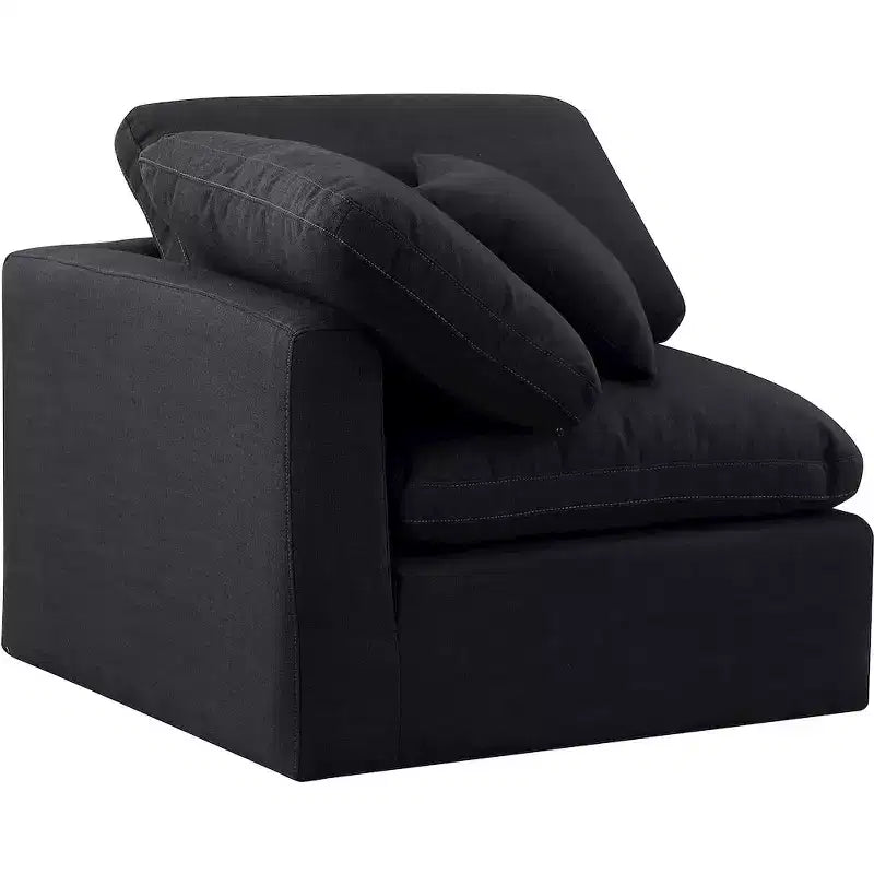 Sedia angolare in tessuto effetto lino – Beige / Nero / Crema / Grigio / Blu navy / Bianco, 1 posto a sedere