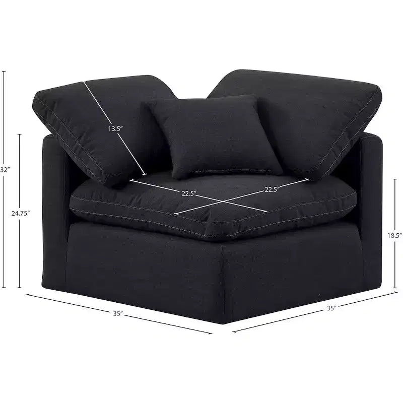 Sedia angolare in tessuto effetto lino – Beige / Nero / Crema / Grigio / Blu navy / Bianco, 1 posto a sedere