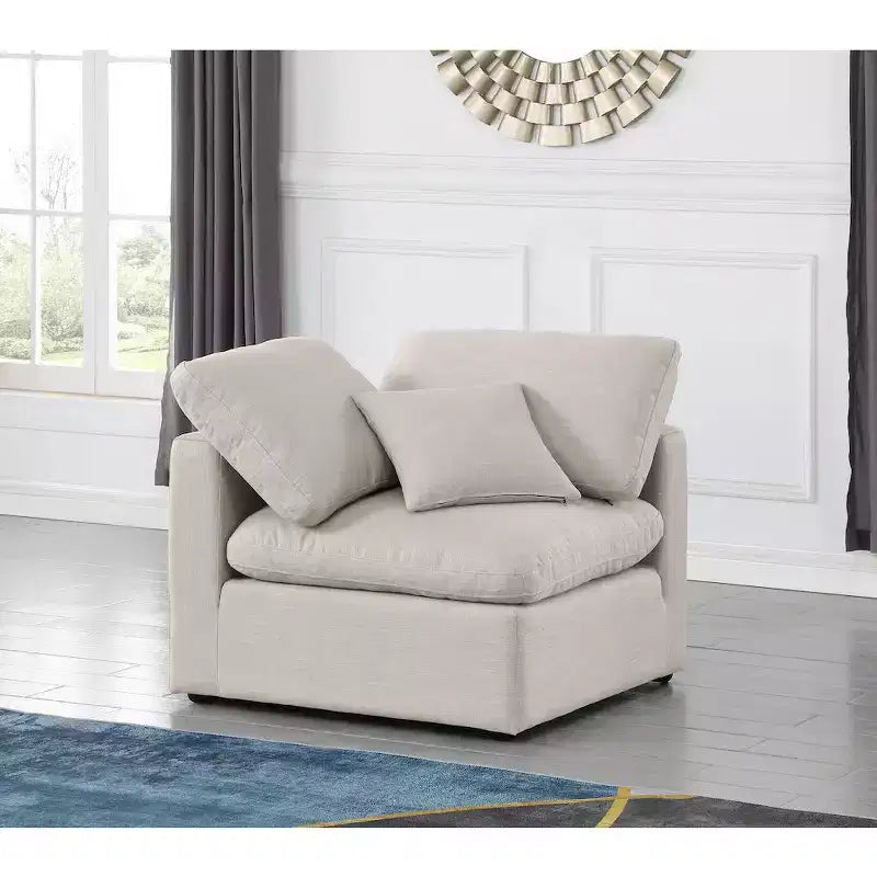 Sedia angolare in tessuto effetto lino – Beige / Nero / Crema / Grigio / Blu navy / Bianco, 1 posto a sedere