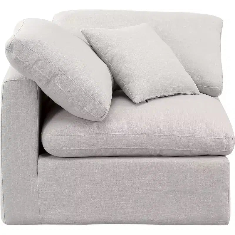 Sedia angolare in tessuto effetto lino – Beige / Nero / Crema / Grigio / Blu navy / Bianco, 1 posto a sedere