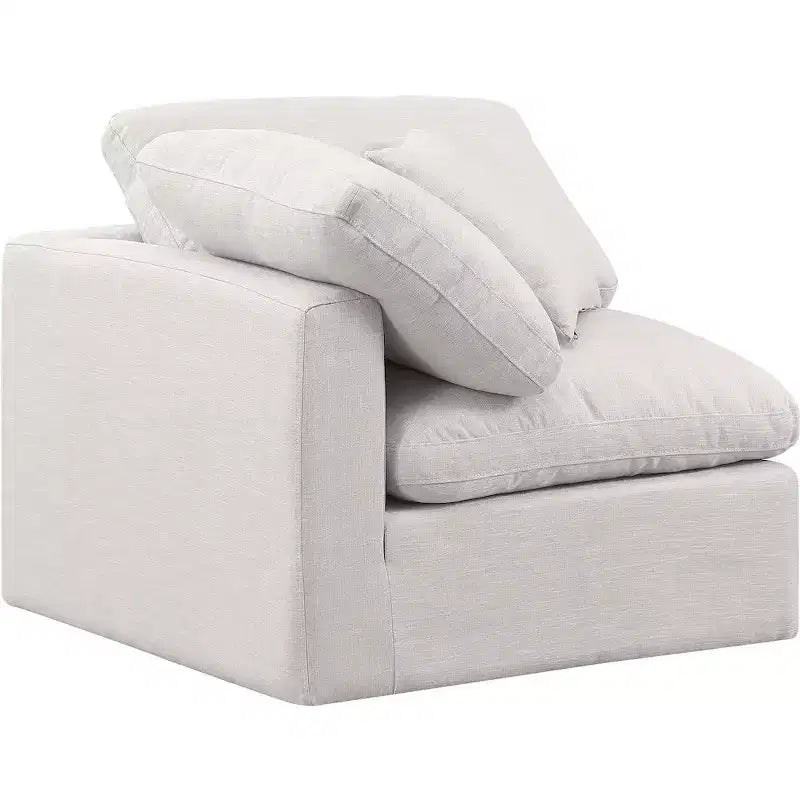 Sedia angolare in tessuto effetto lino – Beige / Nero / Crema / Grigio / Blu navy / Bianco, 1 posto a sedere