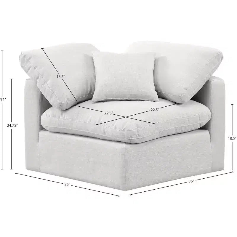 Sedia angolare in tessuto effetto lino – Beige / Nero / Crema / Grigio / Blu navy / Bianco, 1 posto a sedere