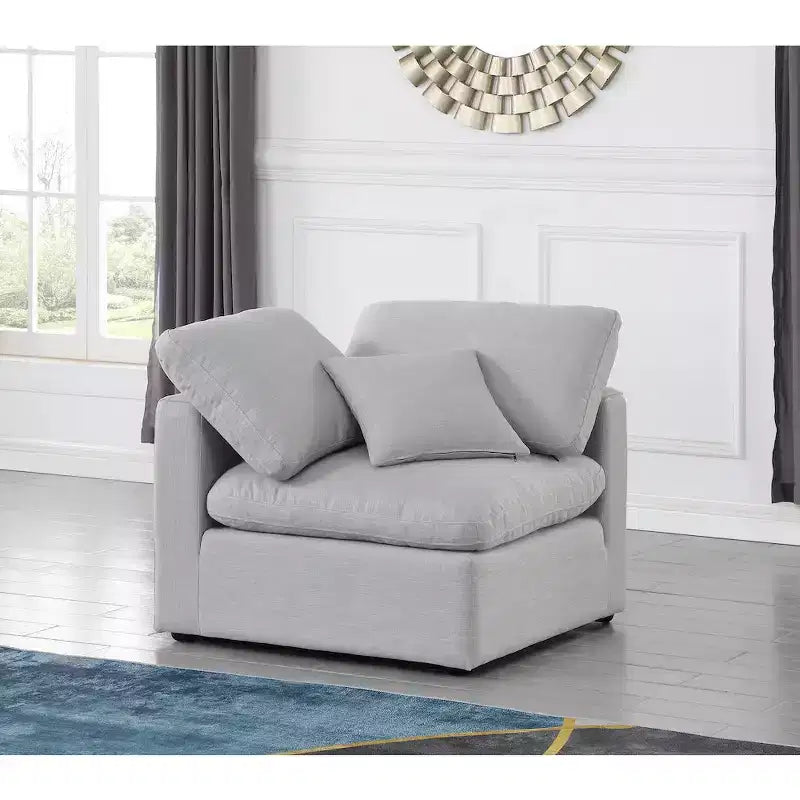 Sedia angolare in tessuto effetto lino – Beige / Nero / Crema / Grigio / Blu navy / Bianco, 1 posto a sedere